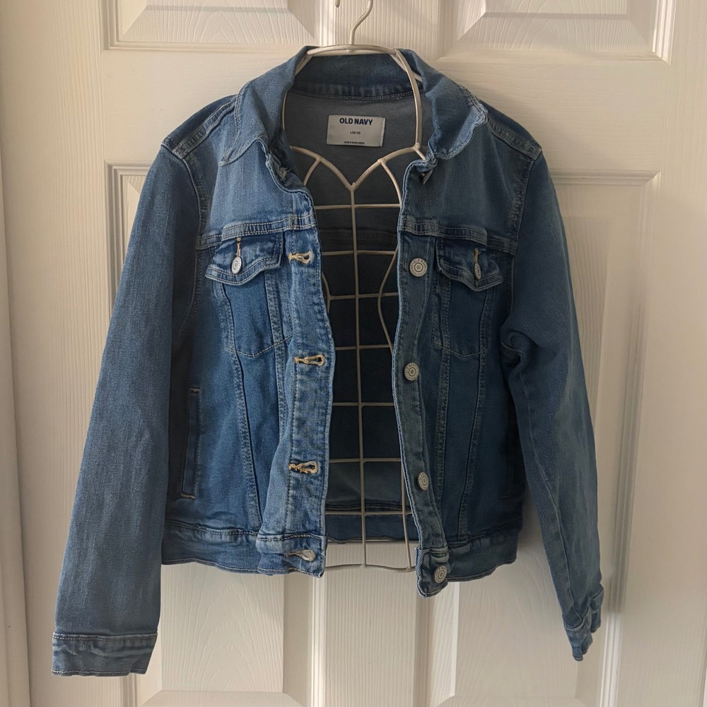 Old Navy Girls Large 10–12 Medium Wash Denim Trucker Jean Jacket